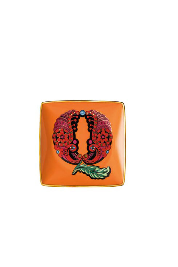 Versace Christmas Holiday Alphabet Canape Dish Alphabet Letter Q 4 3/4 Inch Square, MPN: 11940-4036…