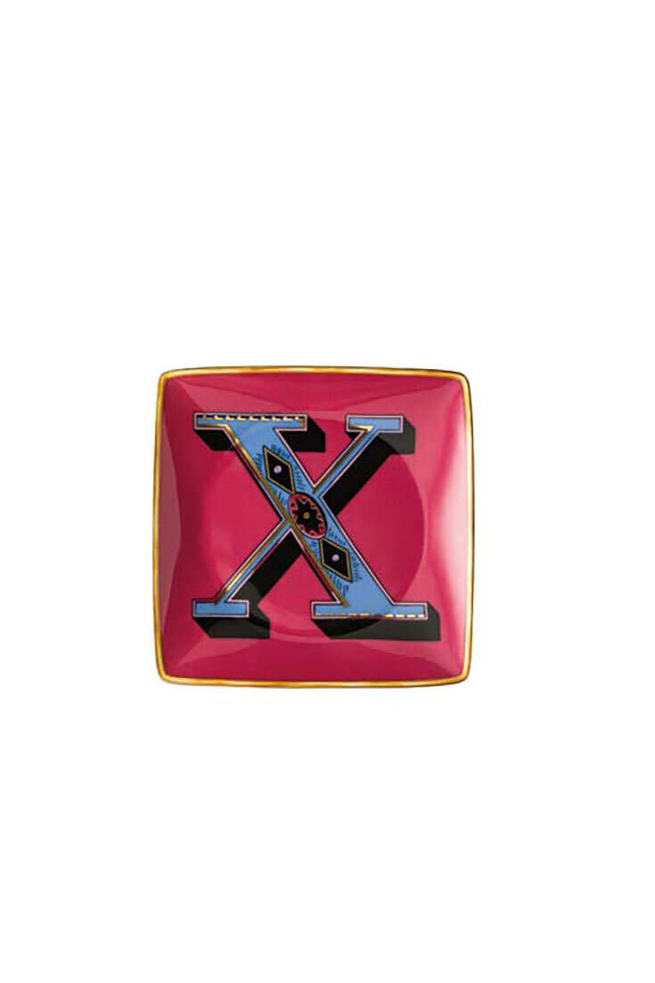 Versace Christmas Holiday Alphabet Canape Dish Alphabet Letter X 4 3/4 Inch Square, MPN: 11940-4037…