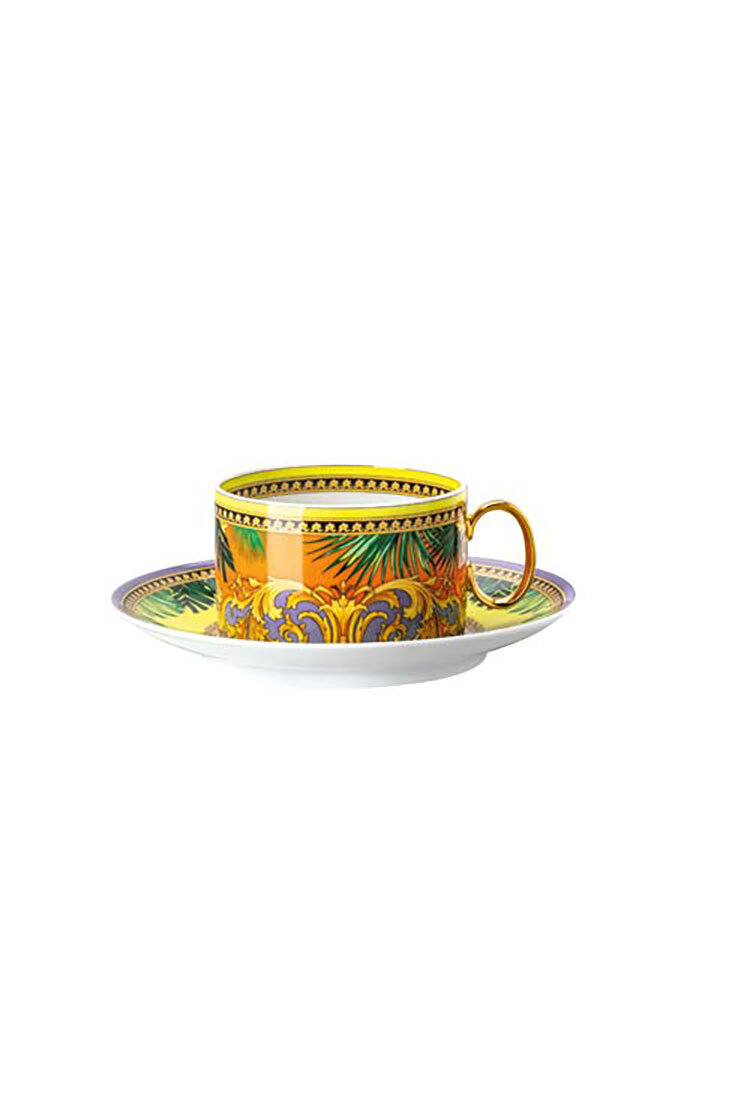 Versace Jungle Animalier Yellow Tea Cup &amp; Saucer 6 1/4 Inch, MPN: 19335-403715-14640, 790955149779