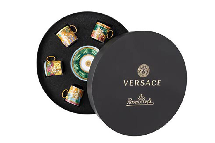 Versace Jungle Animalier Set Six AD Cup &amp; Saucers Round Hat Box, MPN: 19335-403713-28336, 790955149…