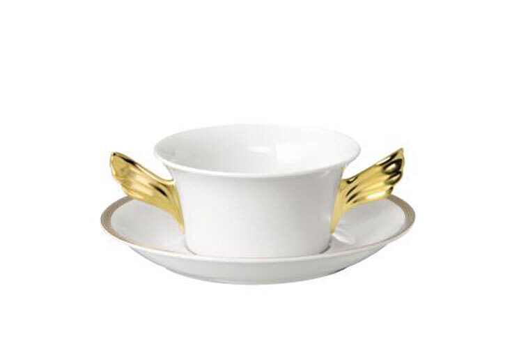 Versace Medusa D&#39;Or Cream Soup Cup &amp; Saucer 6 3/4 Inch 10 oz, MPN: 19300-409950-10420, 790955109131