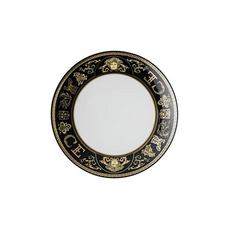 Versace Virtus Gala Black Salad Plate 8 1/4 Inch, MPN: 19335-403729-10221, 790955174153