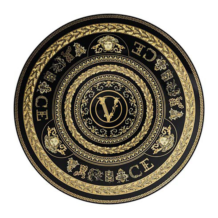 Versace Virtus Gala Black Service Plate 13 Inch, MPN: 19335-403729-10263, 790955174160