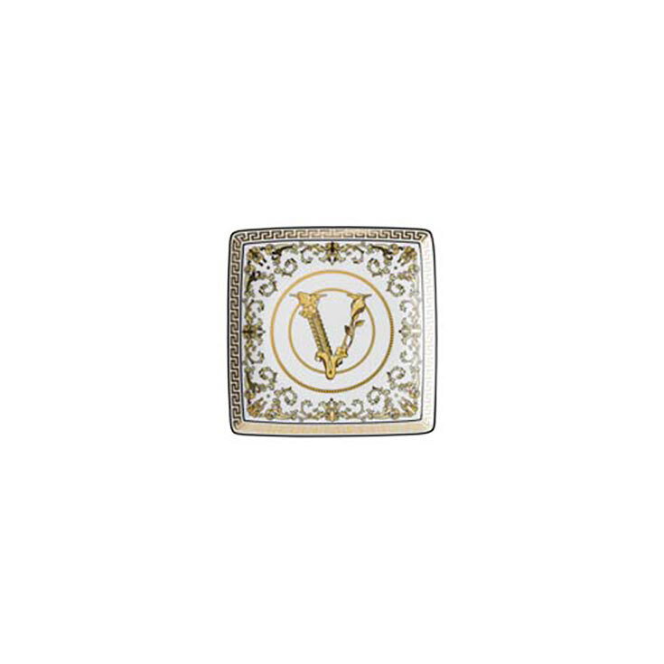 Versace Virtus Gala White Canape Dish 4 3/4 Inch Square