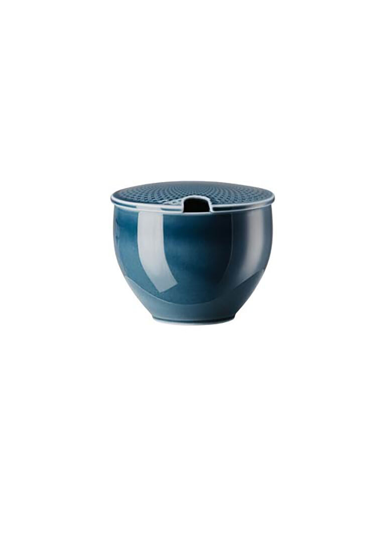 Rosenthal Junto Ocean Blue Covered Sugar Bowl Set with indent 9 1/2 oz