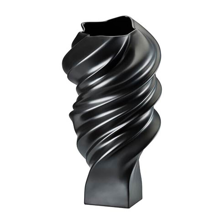 Rosenthal Squall Black Matte Vase 12 1/2 Inch