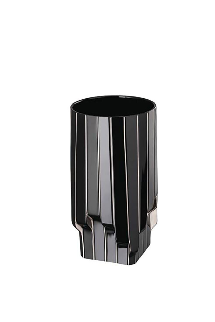 Rosenthal Strip Black/Platinum Zaha Hadid Vase 11 3/4 Inch