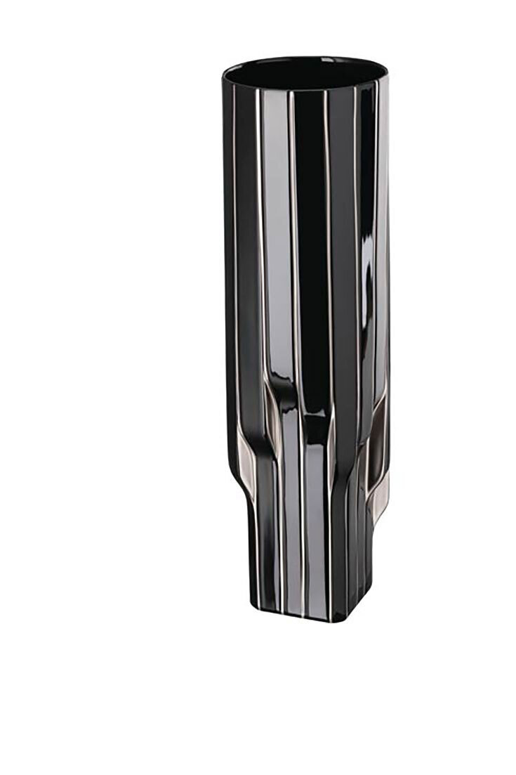 Rosenthal Strip Black/Platinum Zaha Hadid Vase 17 3/4 Inch