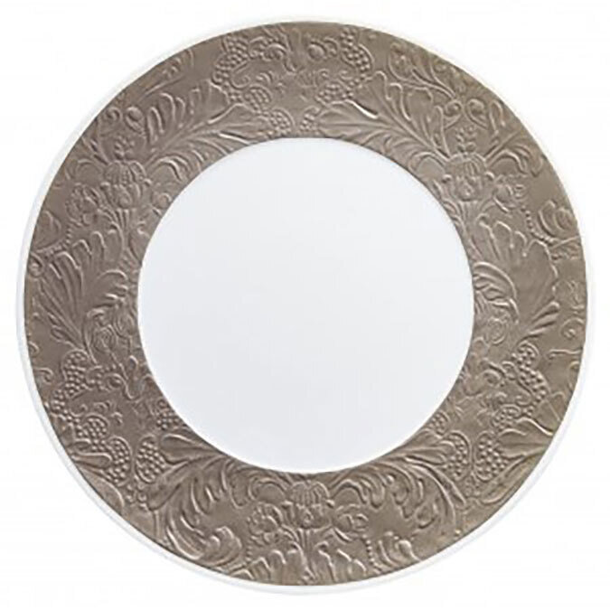 Raynaud Italian Renaissance Flat Plate With Engraved Rim Warm Grey 0817-46-113027, MPN: 0817-46-113…