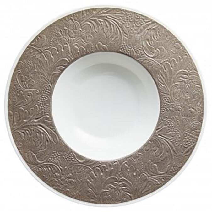 Raynaud Italian Renaissance Deep Plate With Engraved Rim Warm Grey 0817-46-250027, MPN: 0817-46-250…