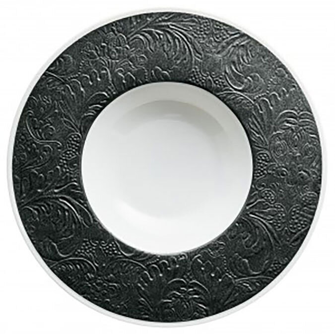 Raynaud Italian Renaissance Deep Plate With Engraved Rim Black Mat 0819-46-250027, MPN: 0819-46-250…