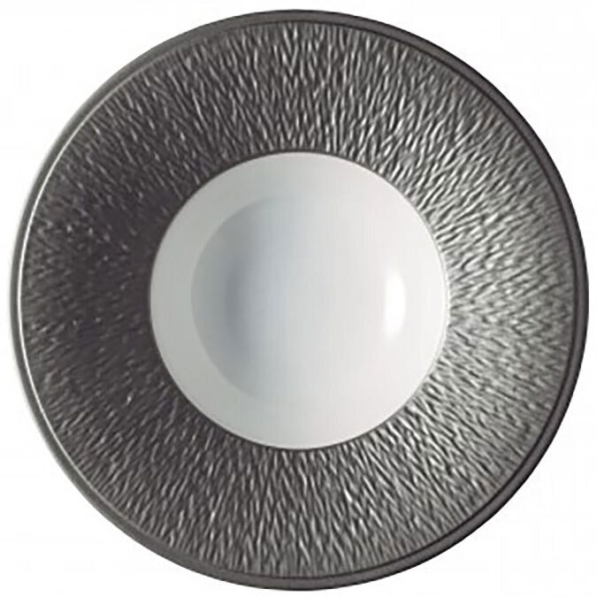 Raynaud Mineral Irise Rim Soup Plate Engraved Rim Dark Grey 0339-23-250022