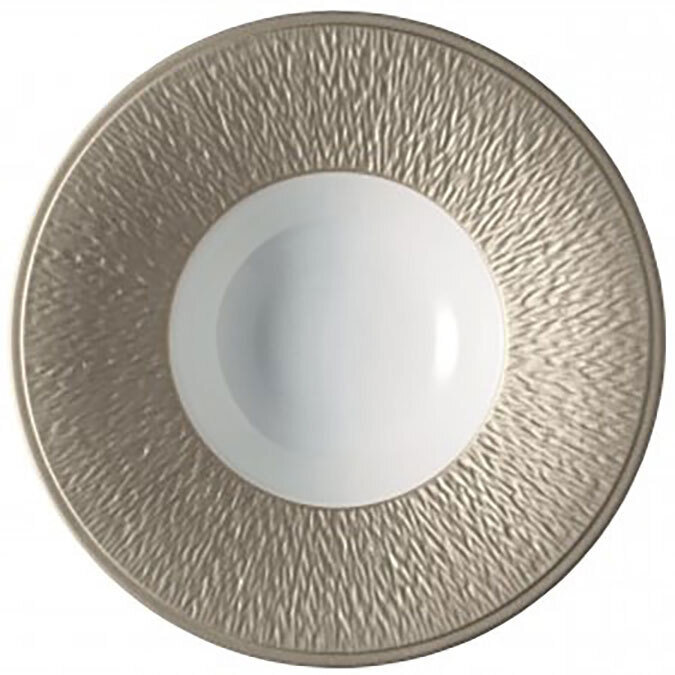 Raynaud Mineral Irise Rim Soup Plate Engraved Rim Warm Grey 0340-23-250022, MPN: 0340-23-250022, 36…