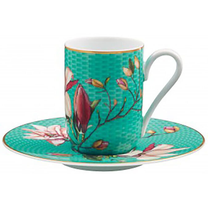 Raynaud Tresor Fleuri Expresso Cup And Saucer Turquoise 0658-37-851012