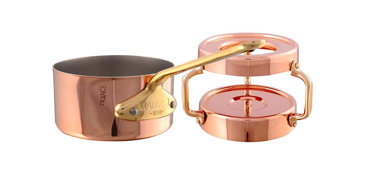 Mauviel Saucepan And Its Heater M'MINIS Set With A Bronze Handle 430113