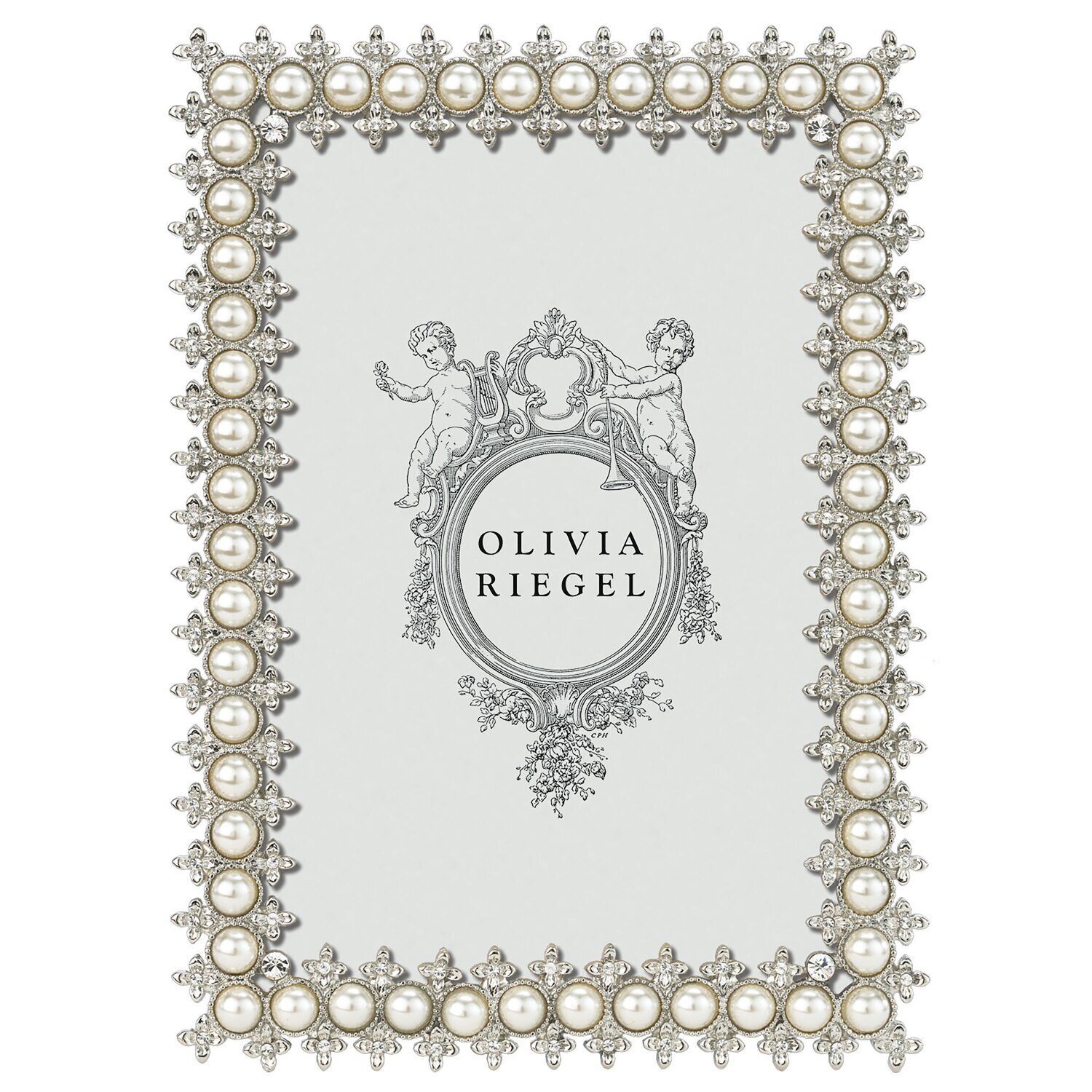 Olivia Riegel Silver Crystal &amp; Pearl 4 x 6 Inch Picture Frame 150246, MPN: 150246,