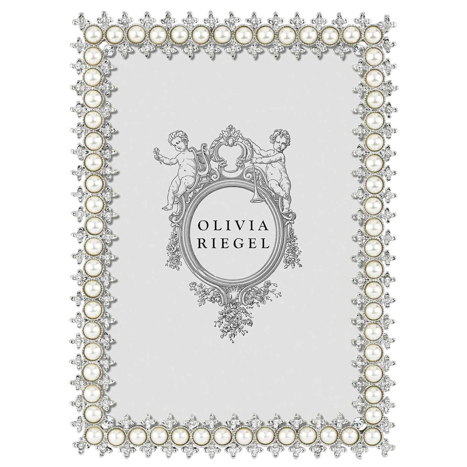 Olivia Riegel Silver Crystal &amp; Pearl 5 x 7 Inch Picture Frame 150257, MPN: 150257,