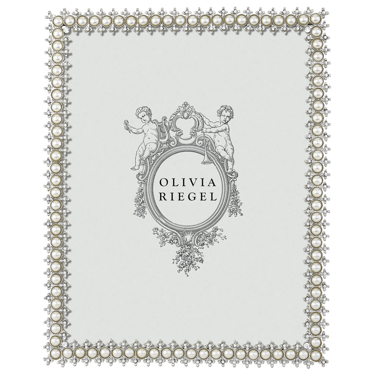 Olivia Riegel Silver Crystal &amp; Pearl 8 x 10 Inch Picture Frame 150280, MPN: 150280,