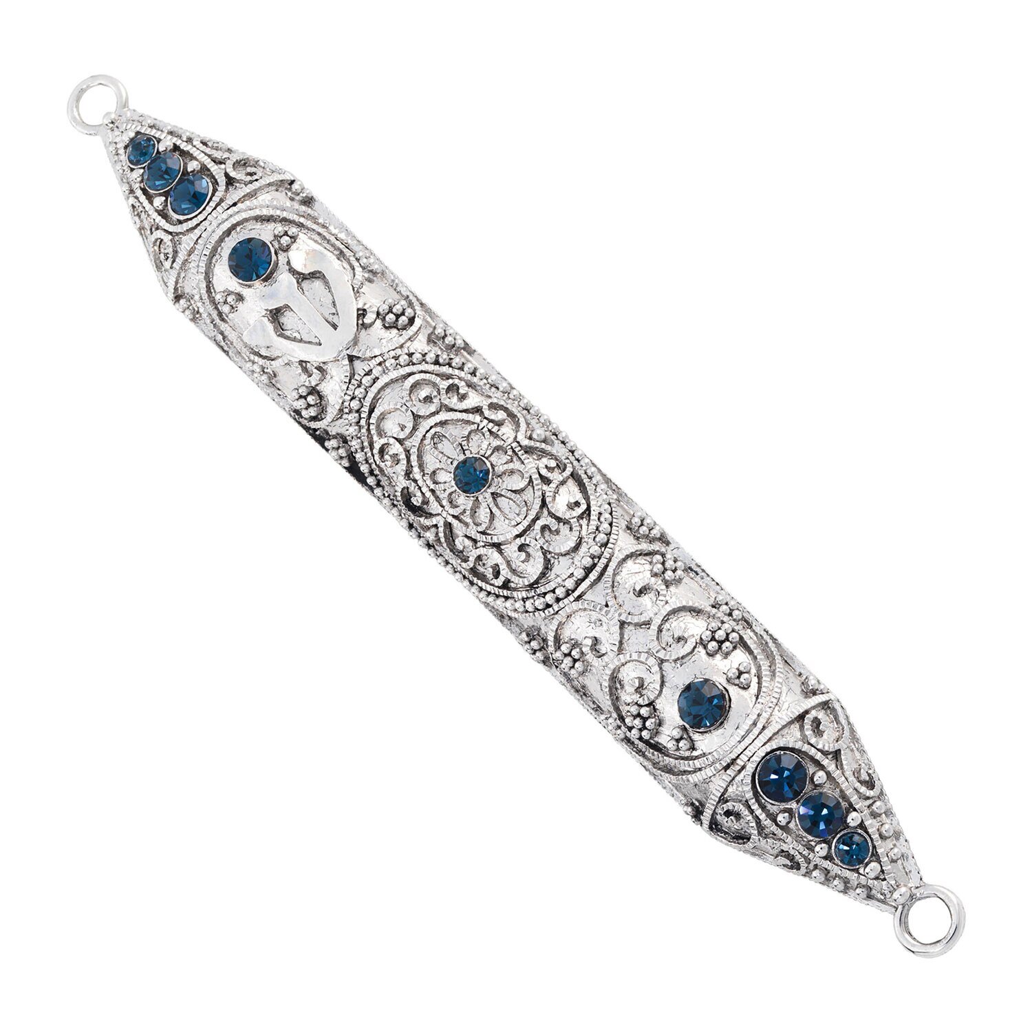 Olivia Riegel Silver 6 Mezuzah with Sapphire Crystals JU1100