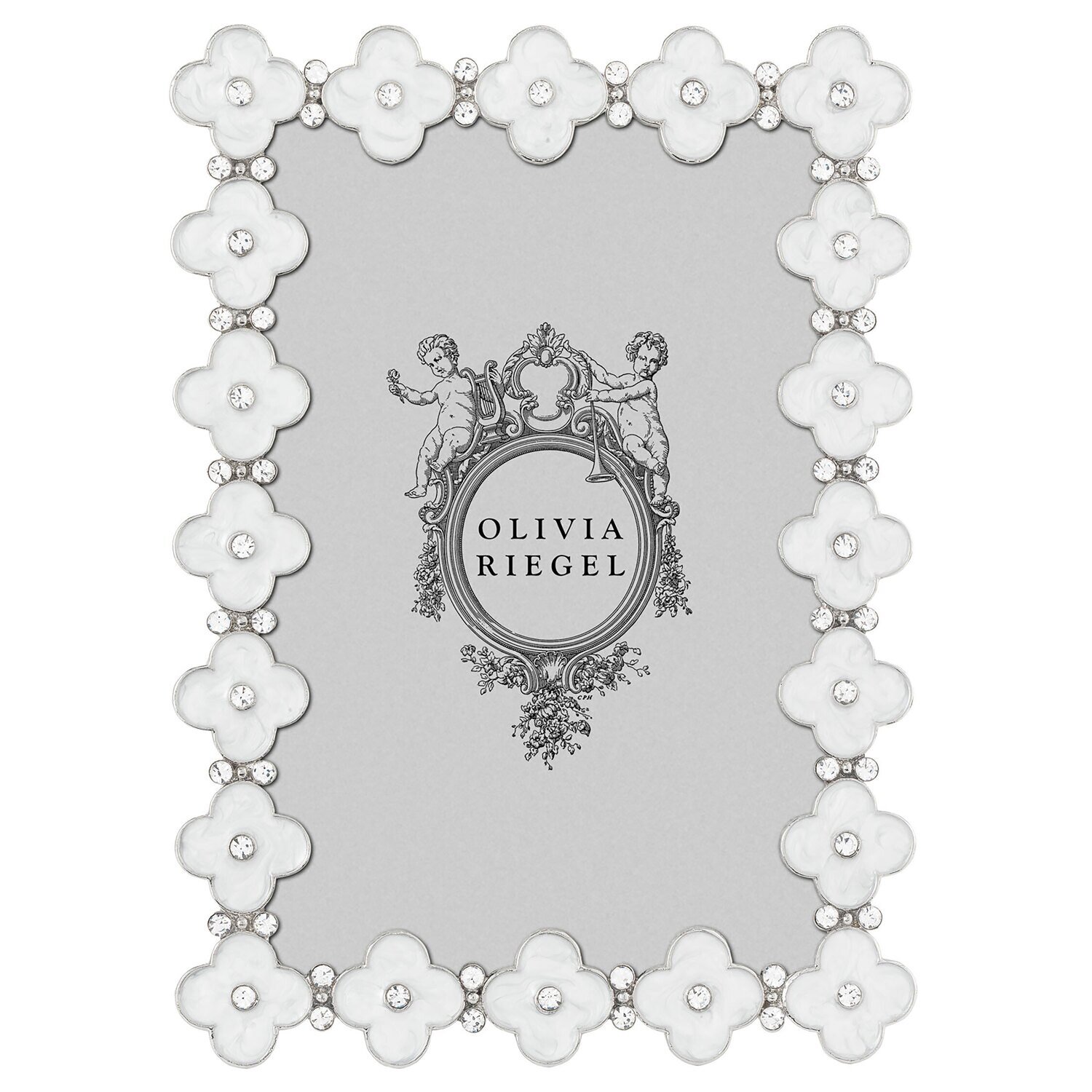 Olivia Riegel White Enamel Clover 4 x 6 Inch Picture Frame RT4874
