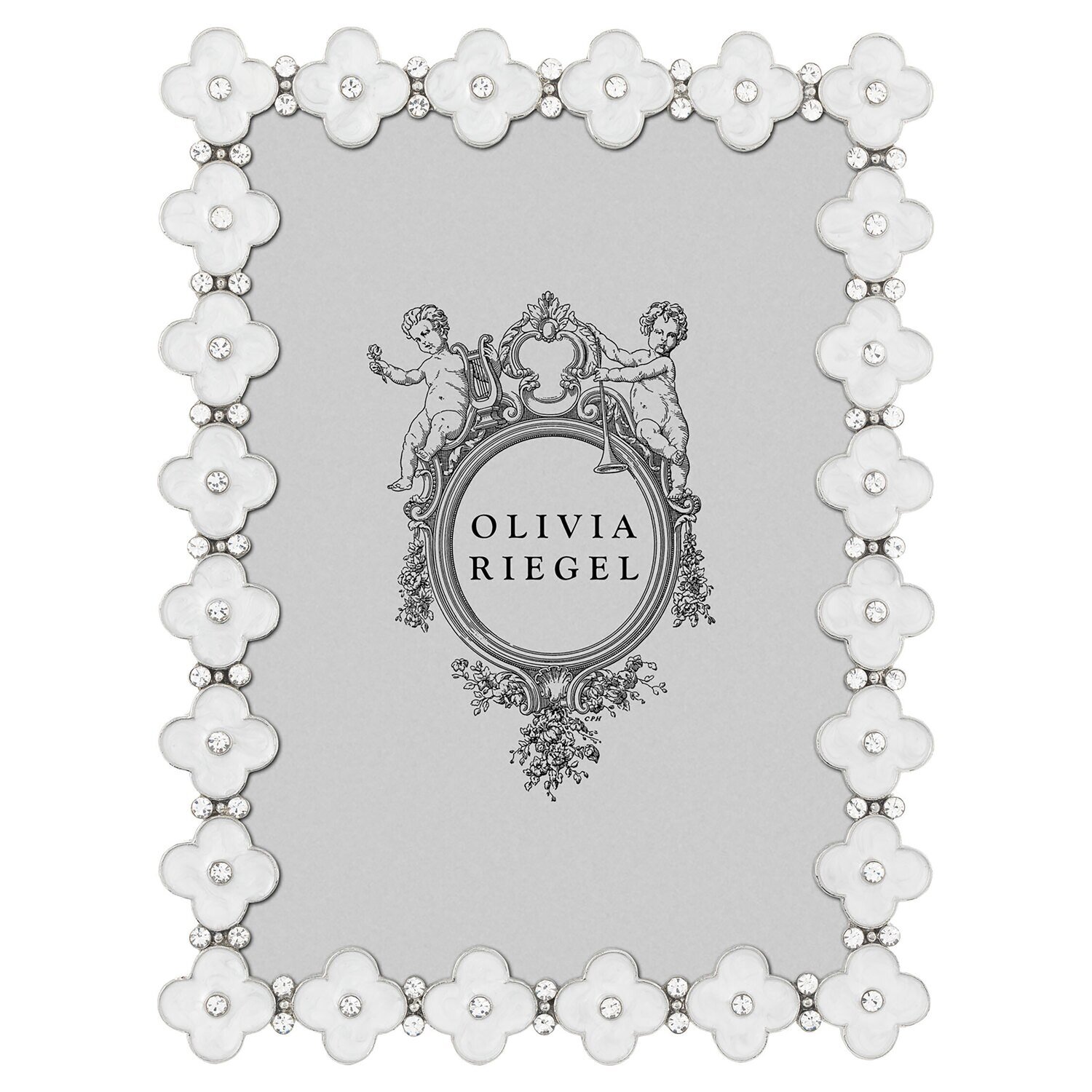 Olivia Riegel White Enamel Clover 5 x 7 Inch Picture Frame RT4875
