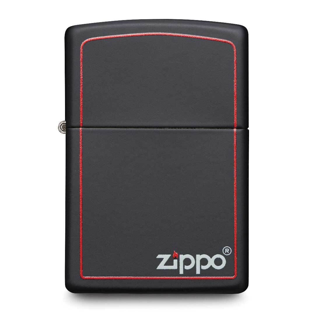 Zippo Black Matte with Zippo Logo Border Lighter GL1087