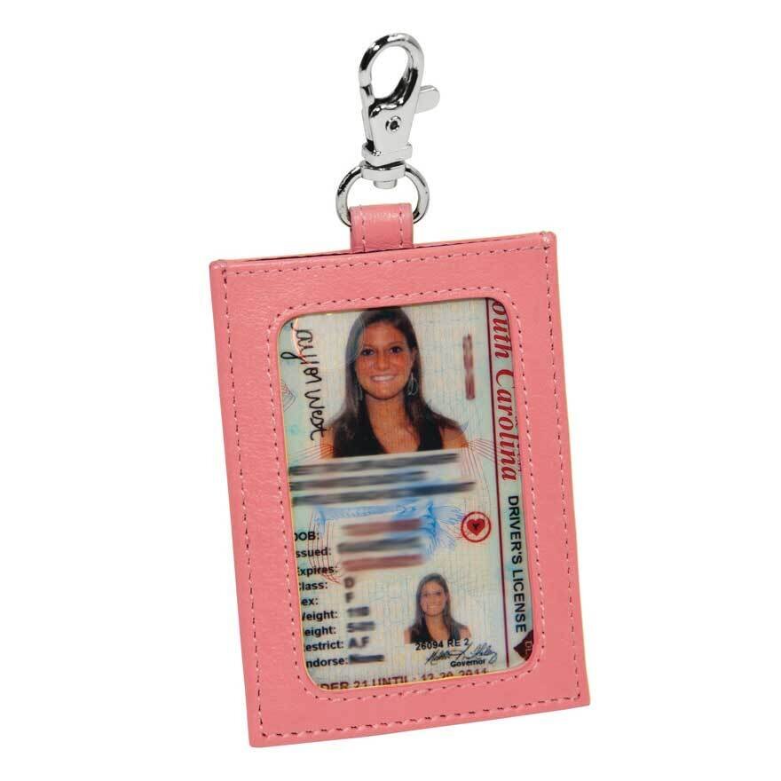 Heidi Pink Leather ID Holder with Clip GM12921