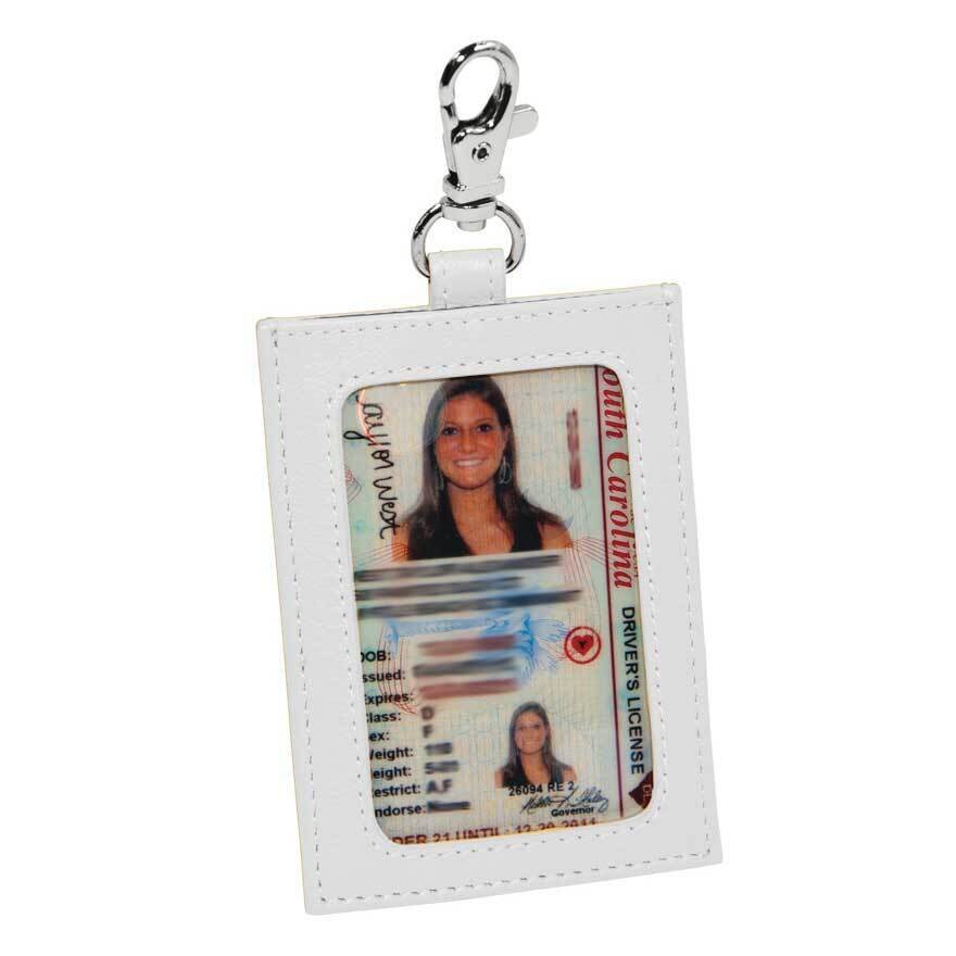 Heidi Winter White Leather ID Holder with Clip GM12919