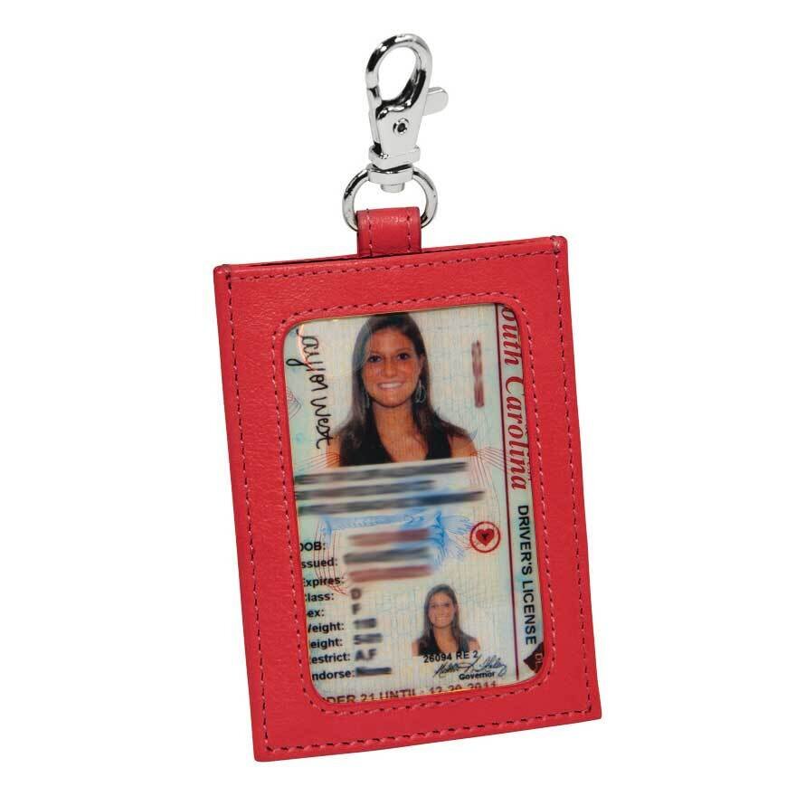Heidi Red Leather ID Holder with Clip GM12922