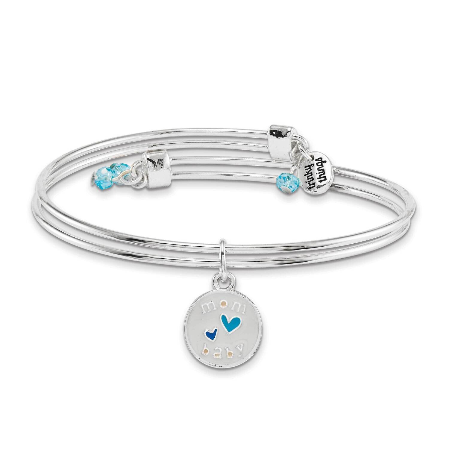 Silver-tone Trinky Things Congrats Blue Stork Bracelet Card GM16025