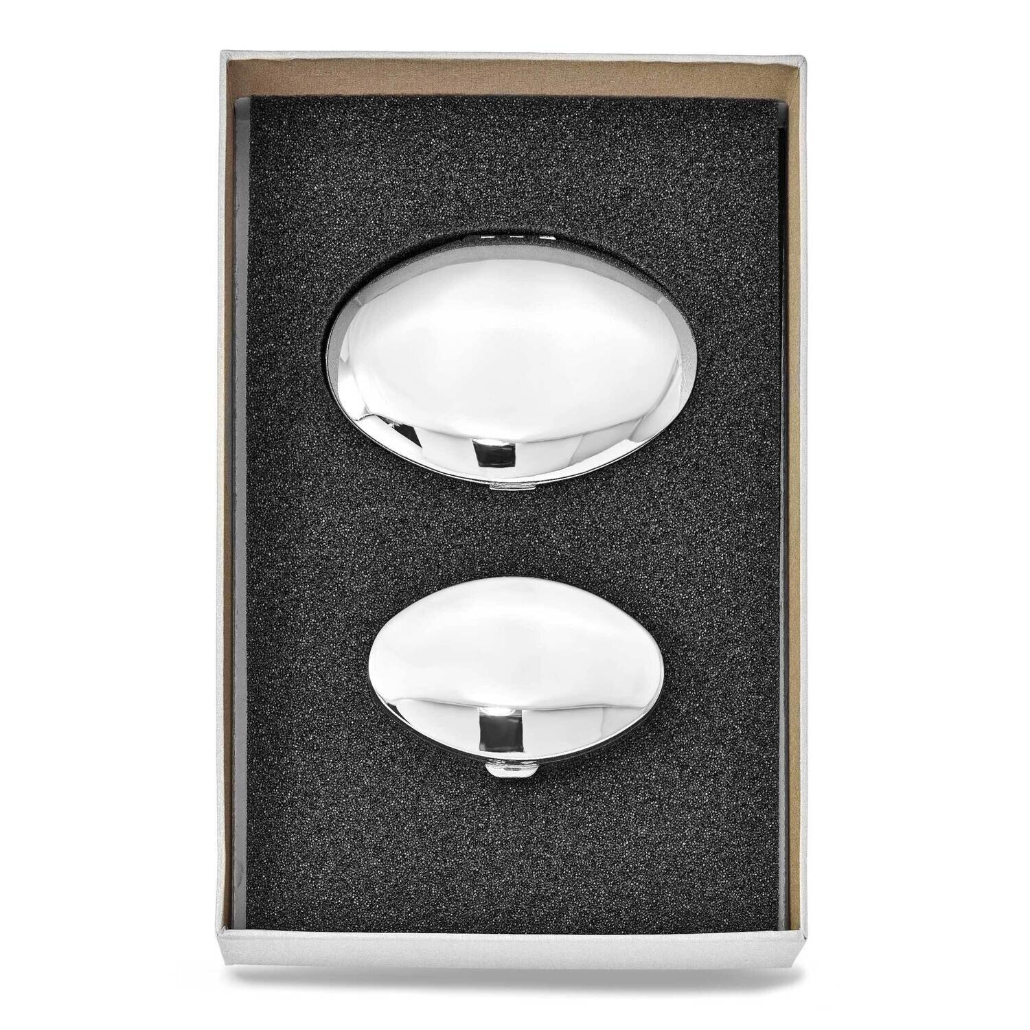 Silver-tone Plain Compact Mirror &amp; Pillbox Set GM20797, MPN: GM20797, 788089143503