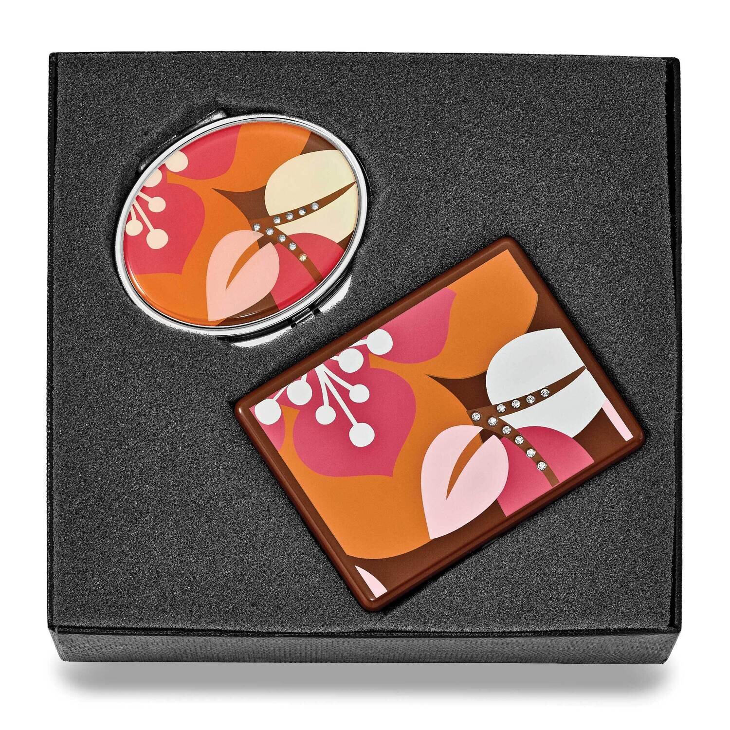 Silver-tone Floral Pattern Contact Lens Case &amp; Compact Mirror Set GM20789, MPN: GM20789, 7880891433…