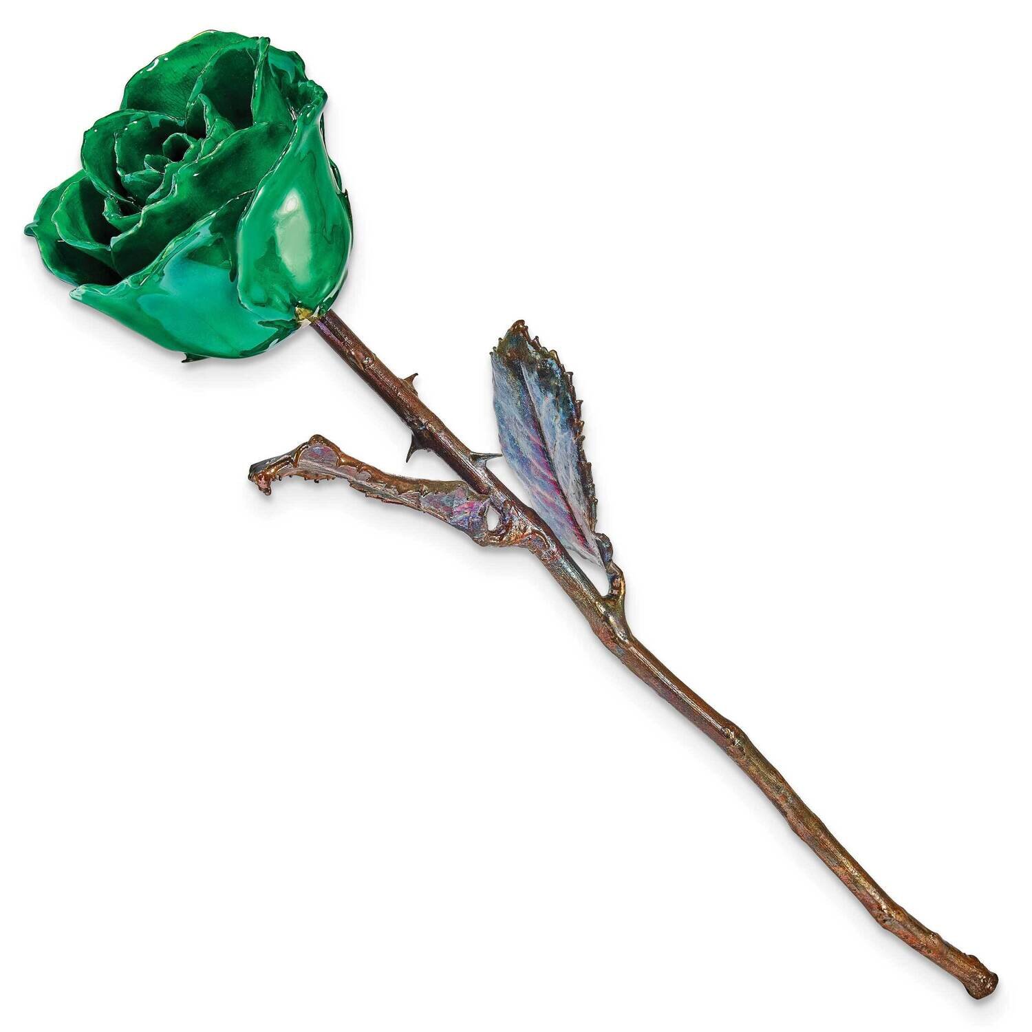 Lacquer Dipped Copper Trim Turquoise Green Rose GM23908