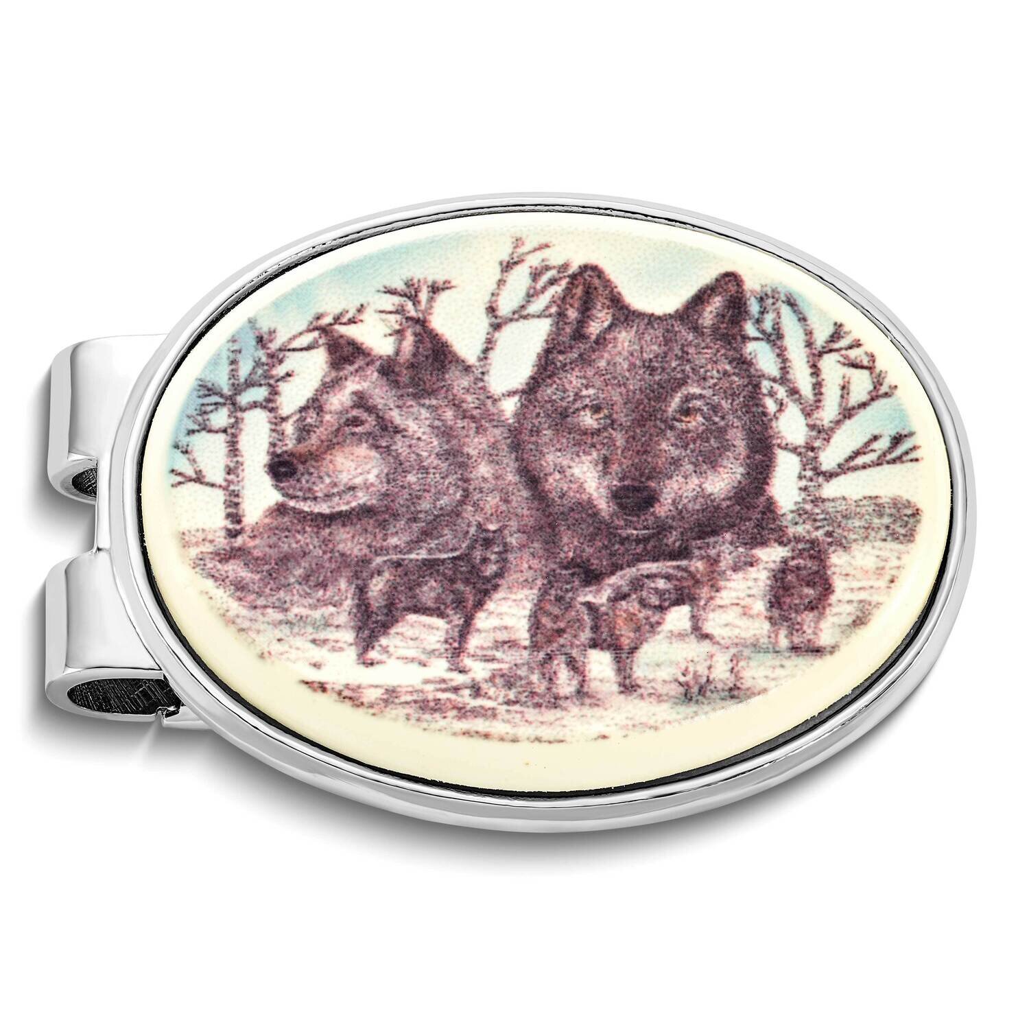 Barlow Designs Color Wolf Portrait Oval Money Clip GM24068, MPN: GM24068, 617414580280