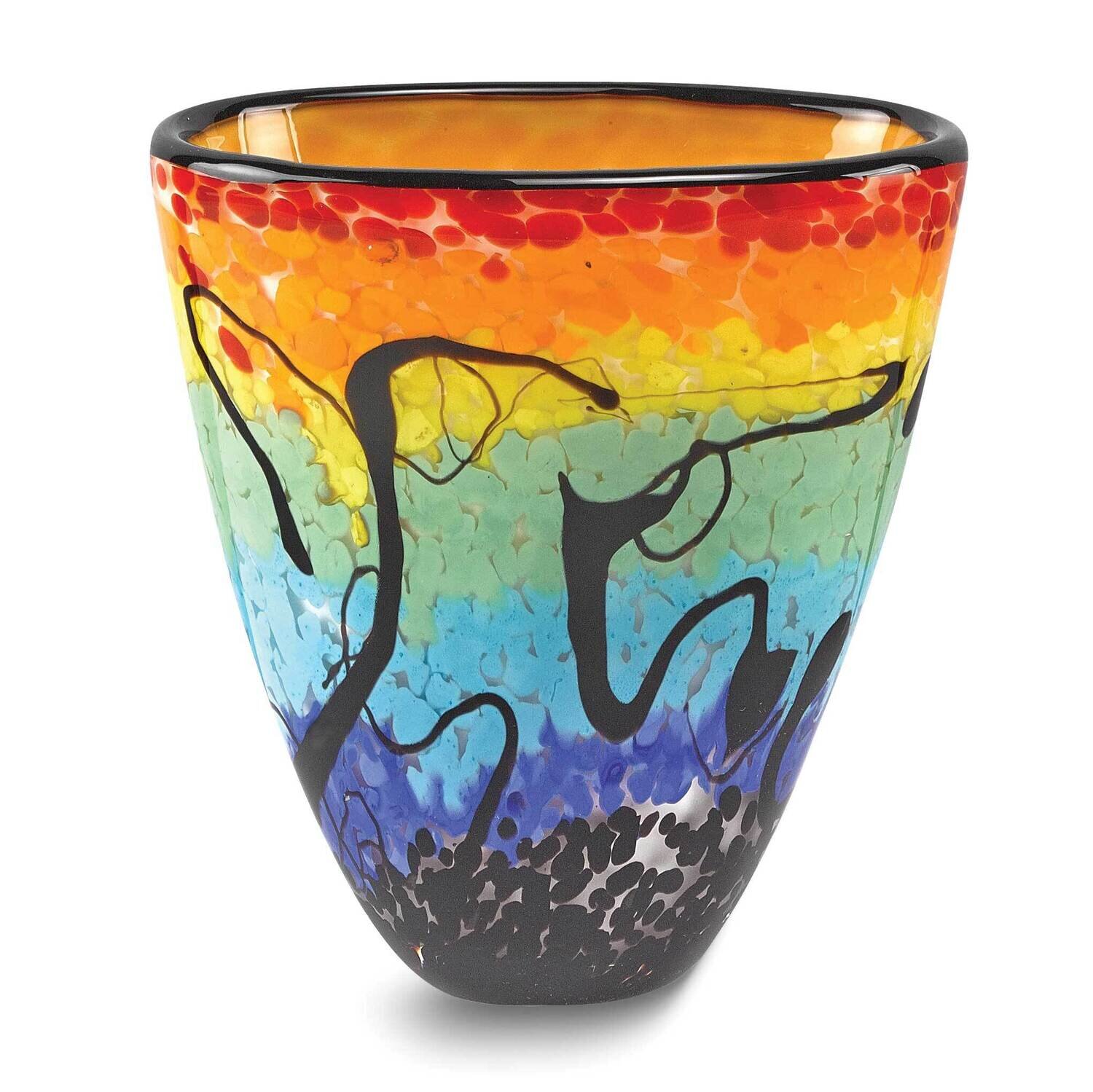 Badash Rainbow Murano Style Glass 8 Inch Vase GM23919