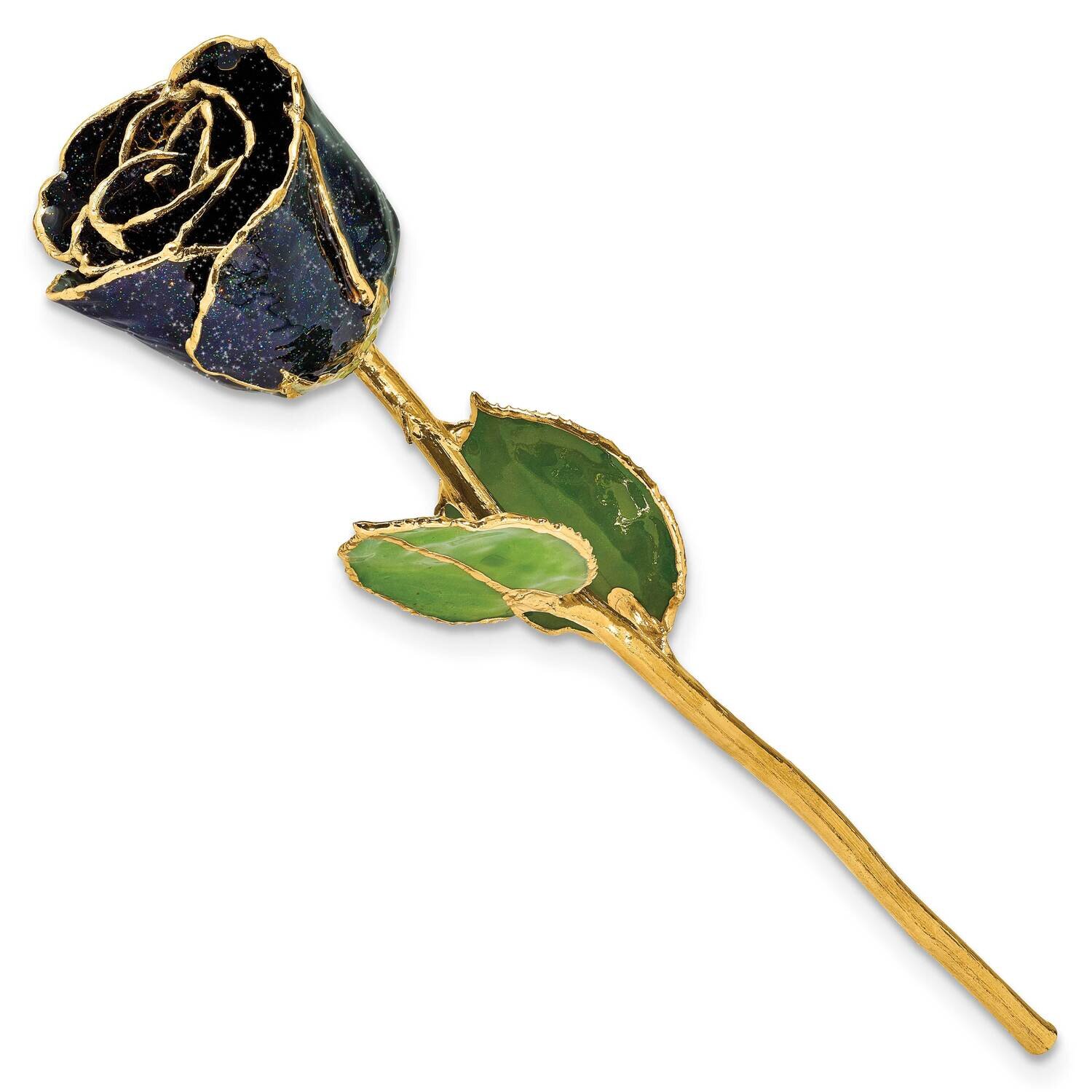 Lacquer Dipped Gold Trim with Glitter On Black Rose GM23891, MPN: GM23891, 812465024275