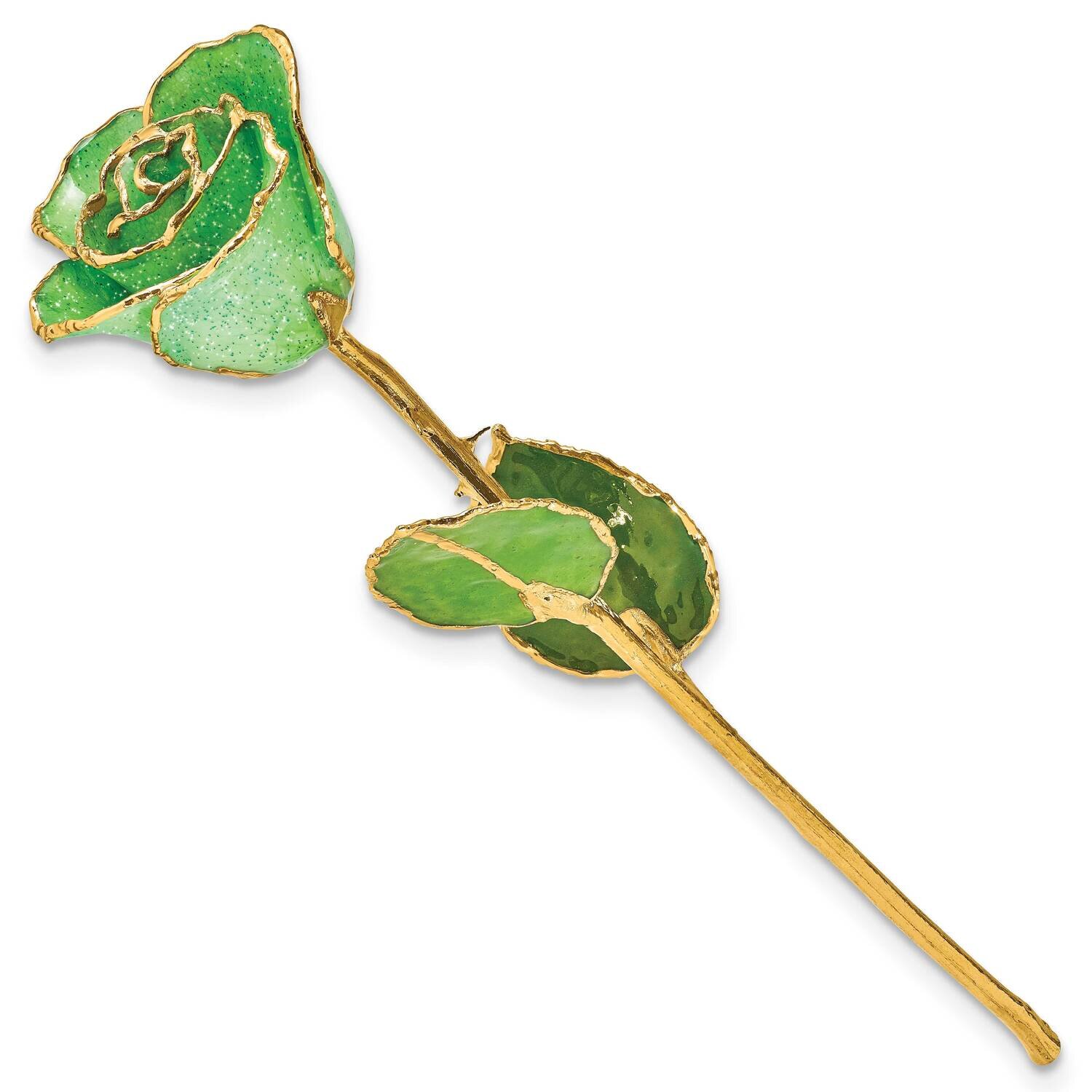 Lacquer Dipped Gold Trim with Green Glitter On Peridot Green Rose GM23893, MPN: GM23893, 8124650242…