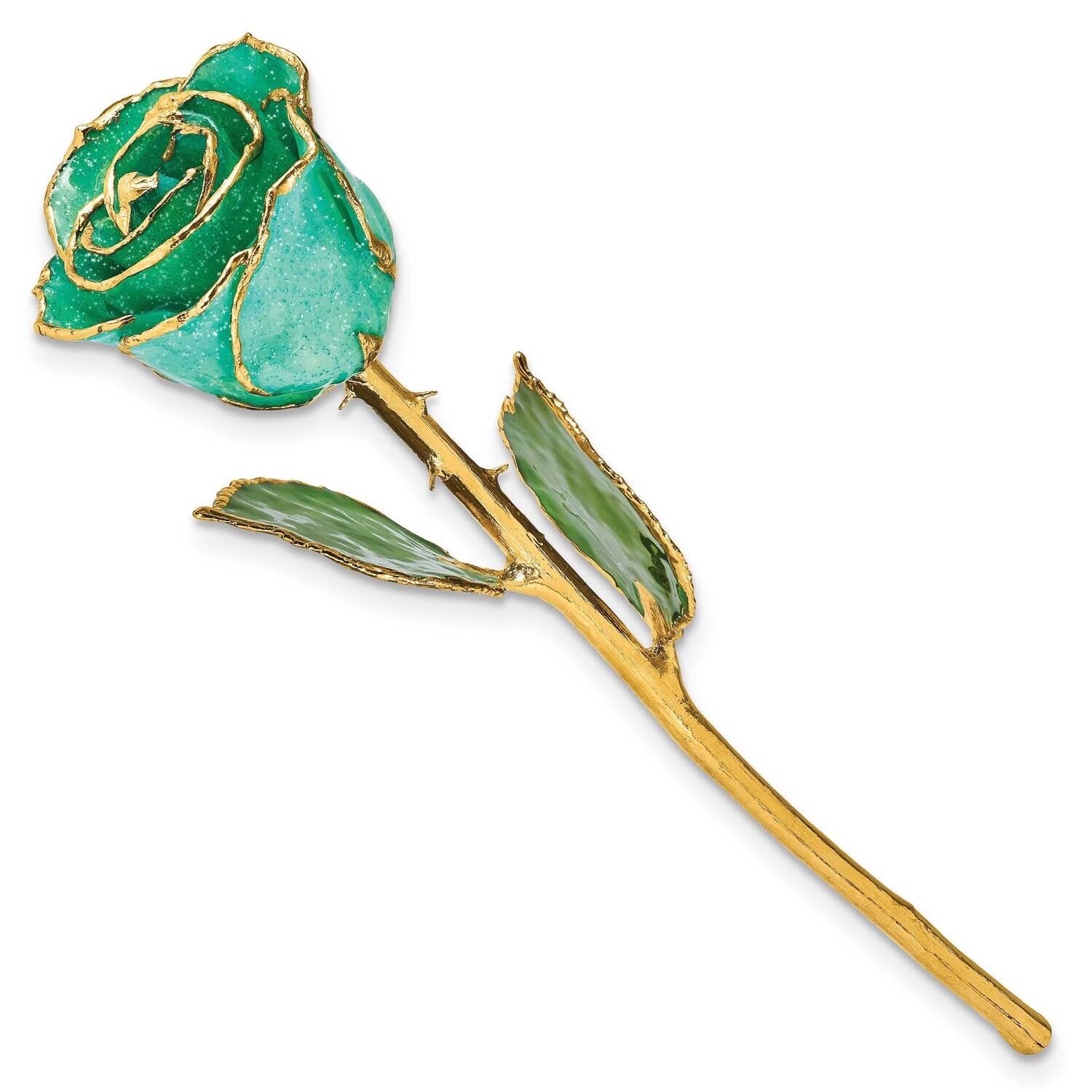 Lacquer Dipped Gold Trim with Monet Green Glitter On Green Rose GM23894, MPN: GM23894, 812465024213