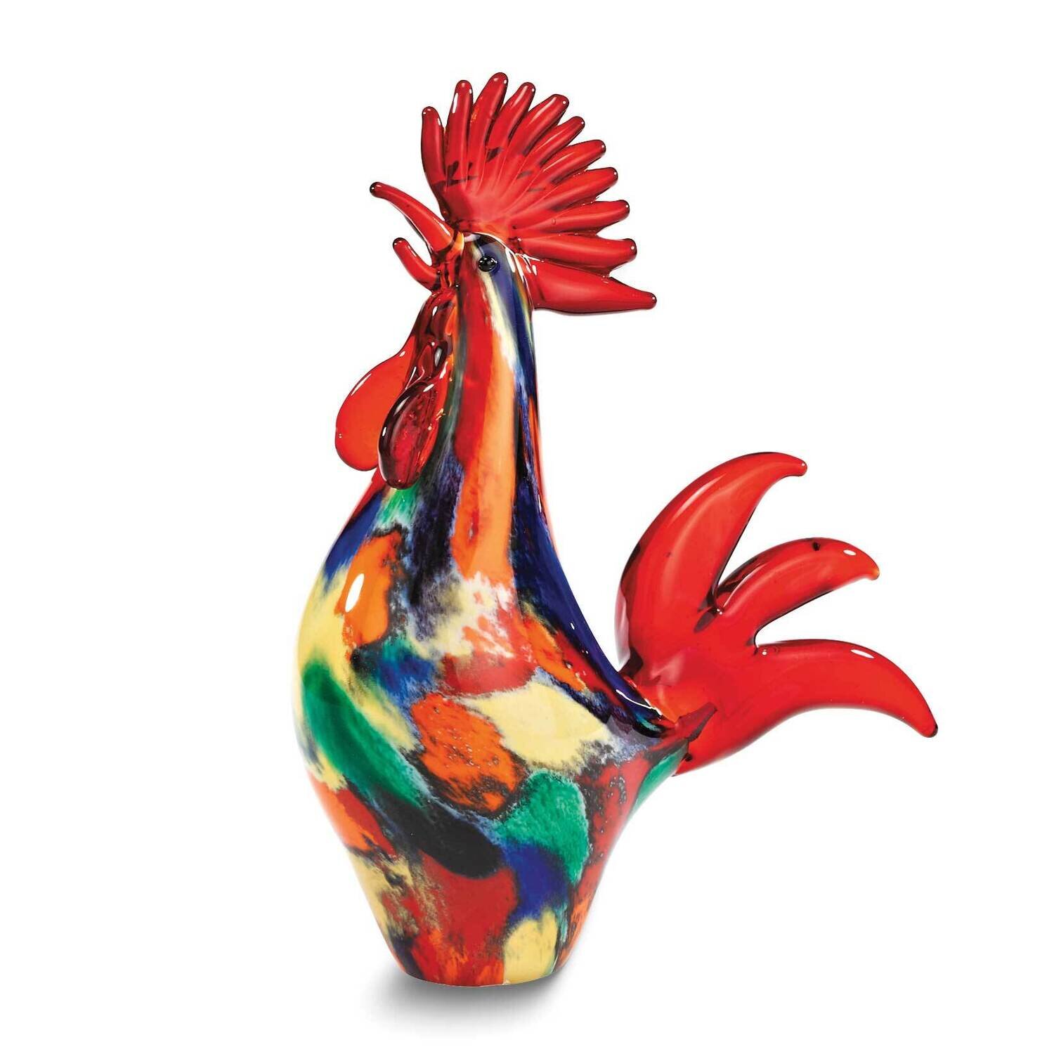 Badash Murano Style Glass Colorful Rooster Figurine GM23914