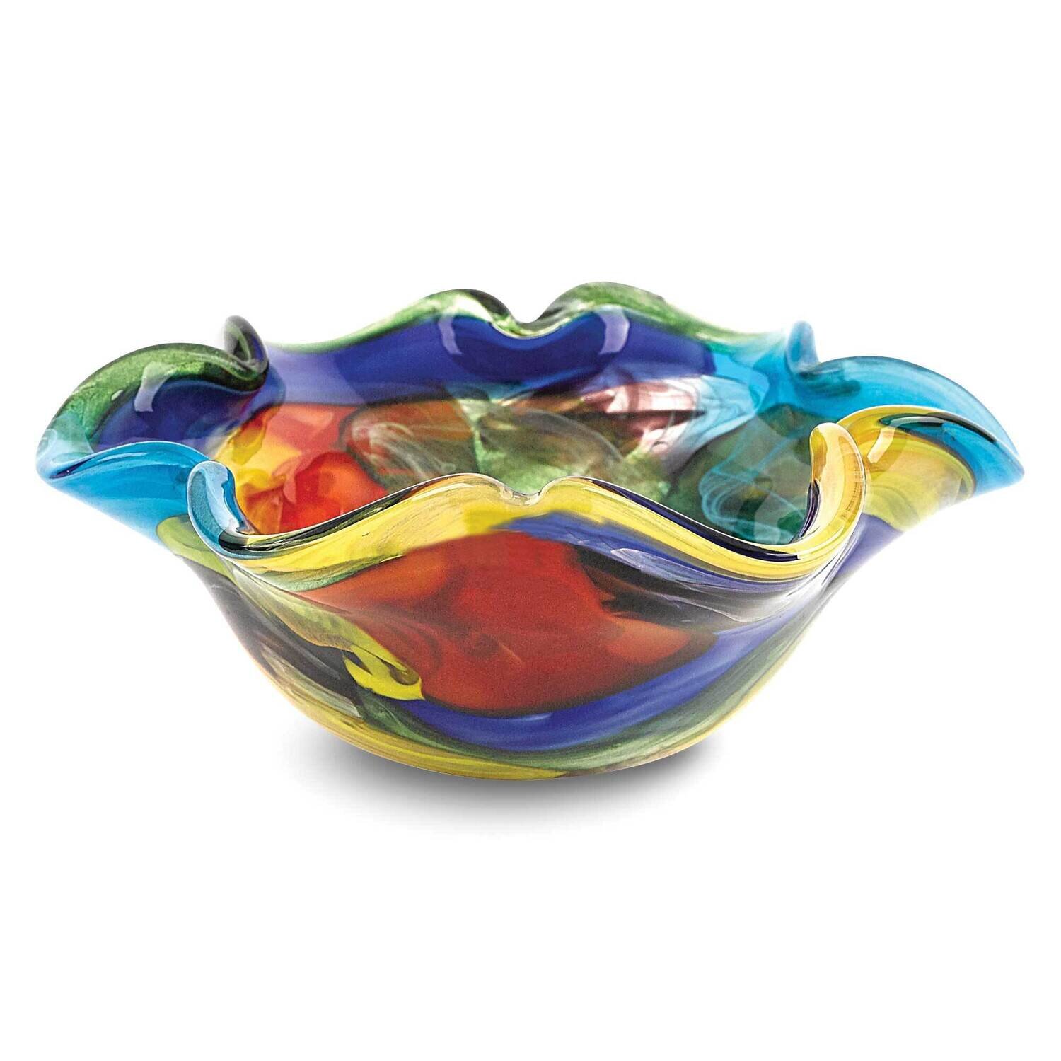 Badash Rainbow Murano Style Glass Wavy Bowl GM23917