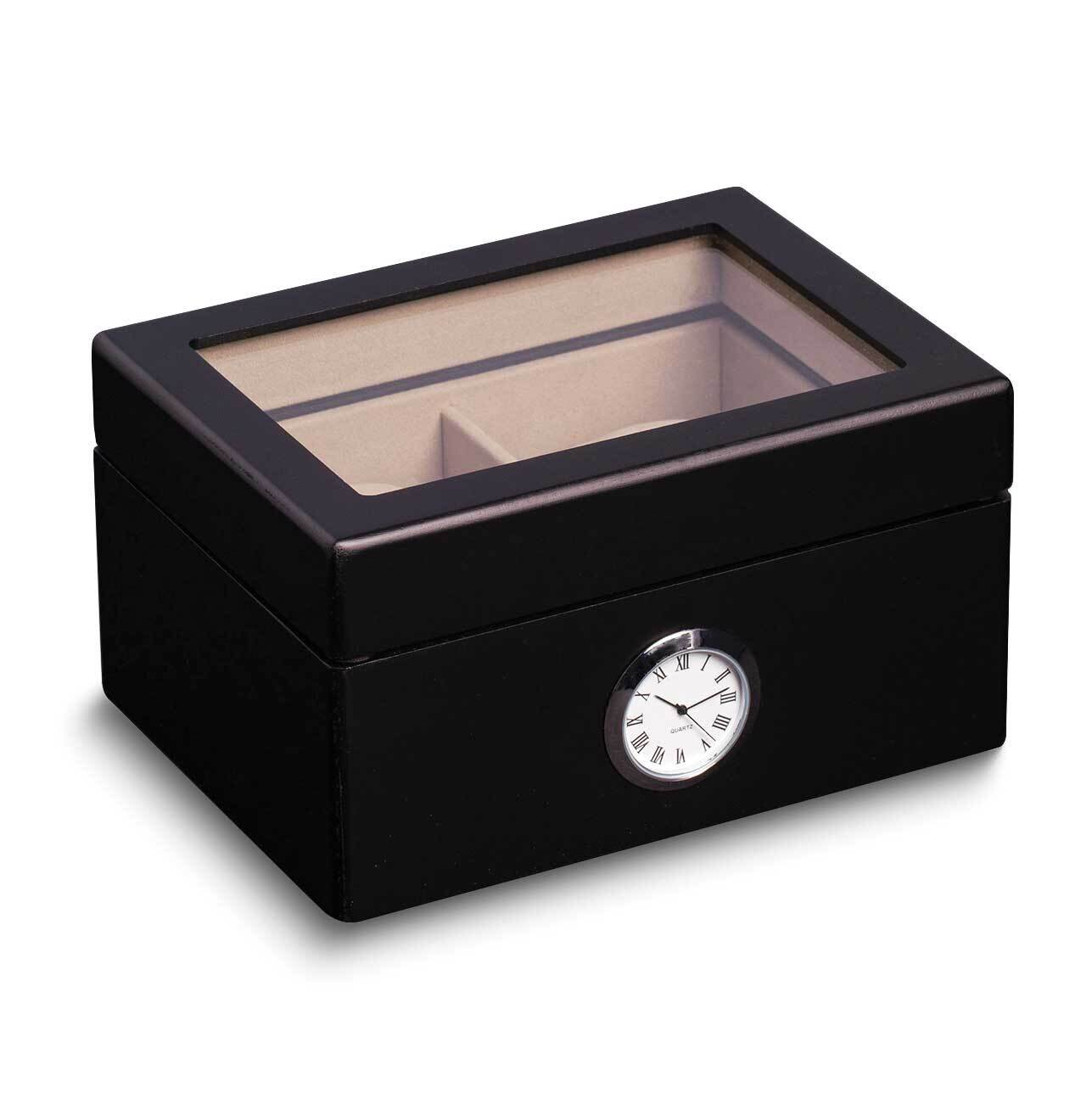 Black Wood with Quartz Movement Clock Double Watch Storage Case GM24140BK