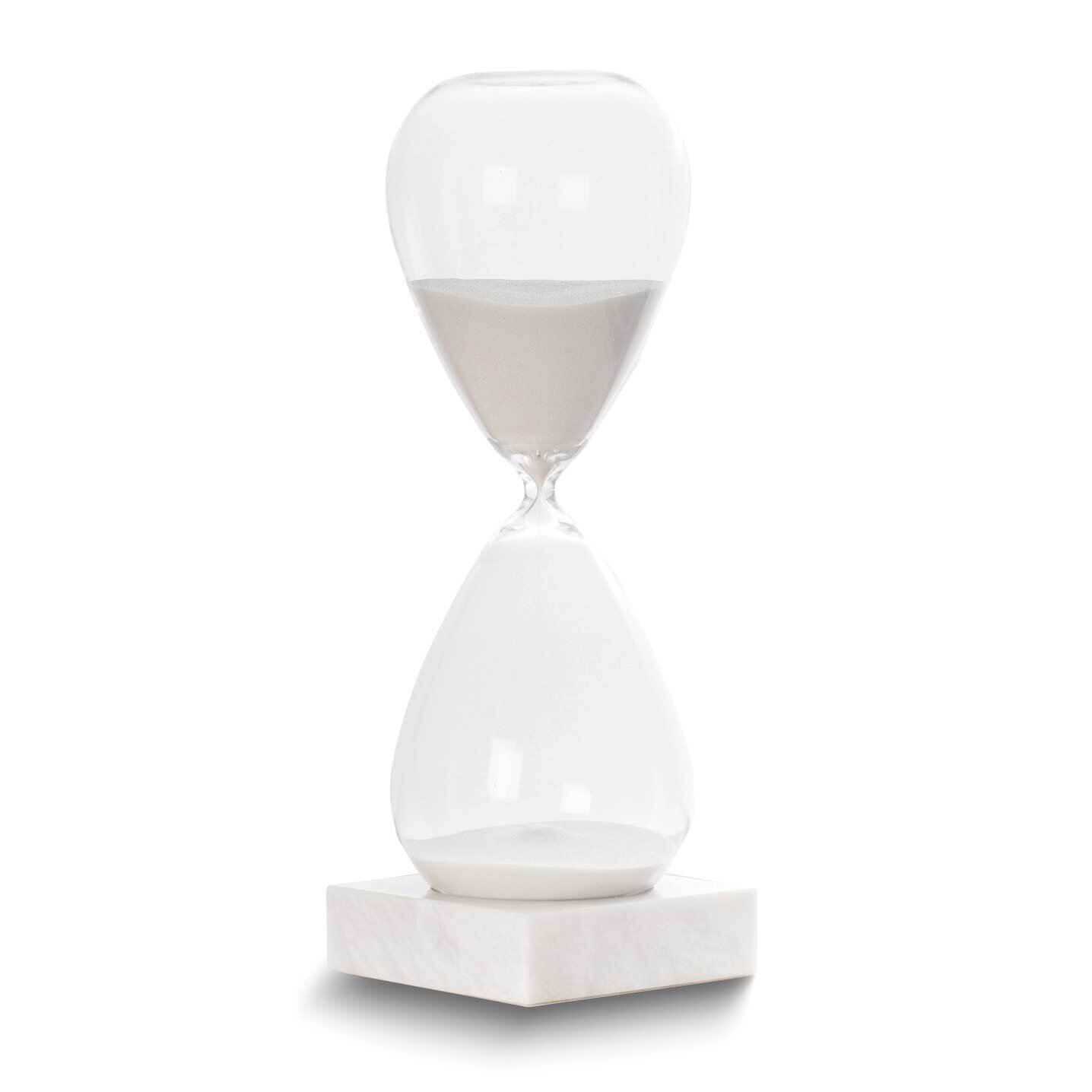 White Sand Hand-blown Glass with Marble Base 90-Minute Hourglass GM24148WT, MPN: GM24148WT, 7971402…