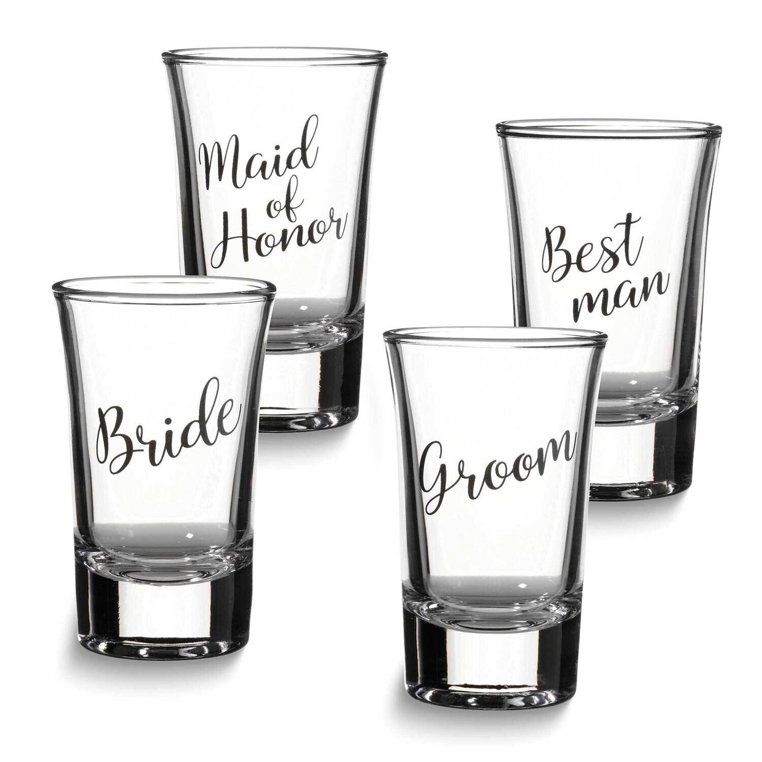 Lillian Rose Bride, Groom, Maid of Honor, and Best Man Shot Glass Set GM23948