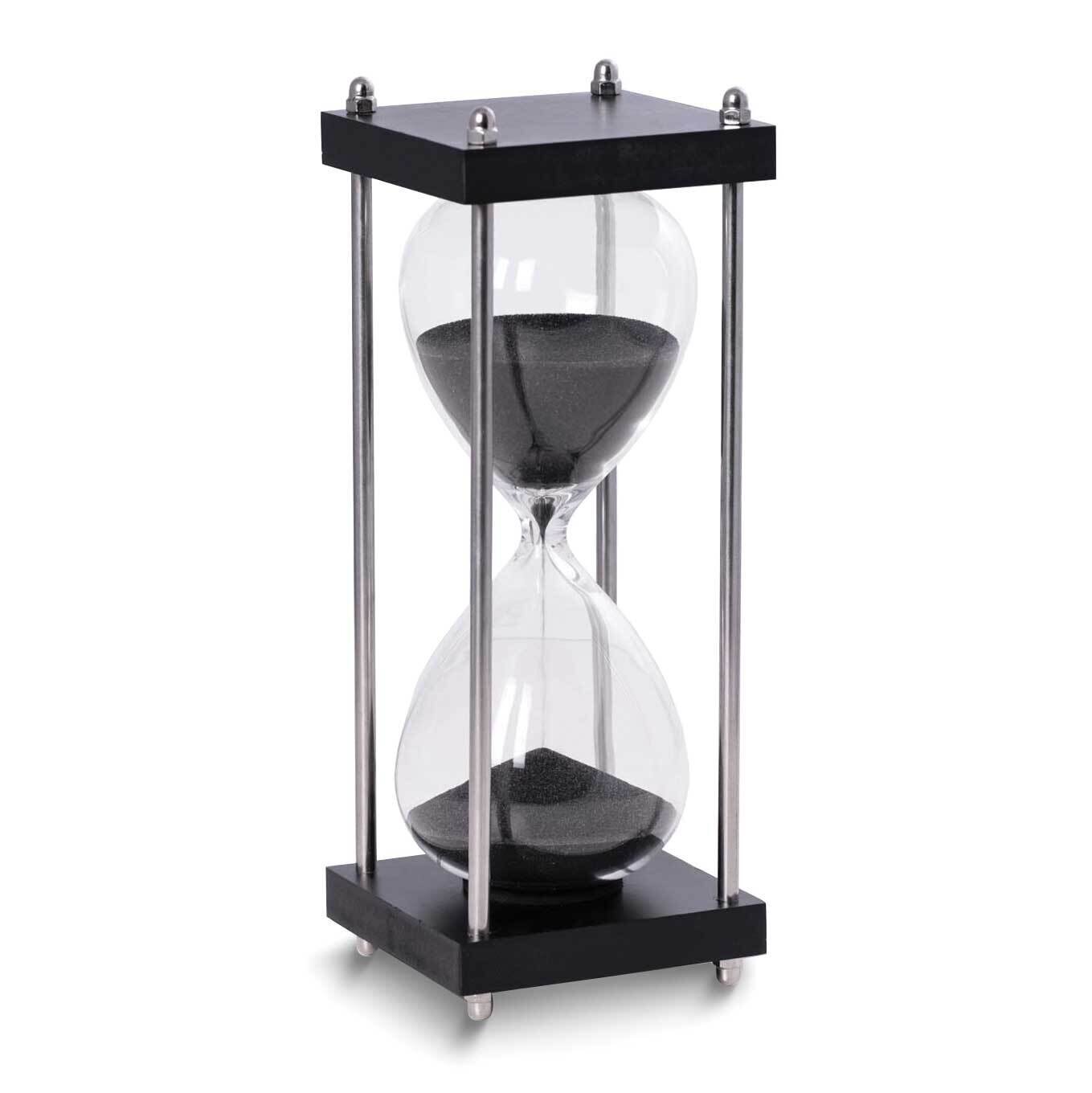 Glass and Wood Black 30 Minute Sand Timer GM24150BK, MPN: GM24150BK, 797140308454