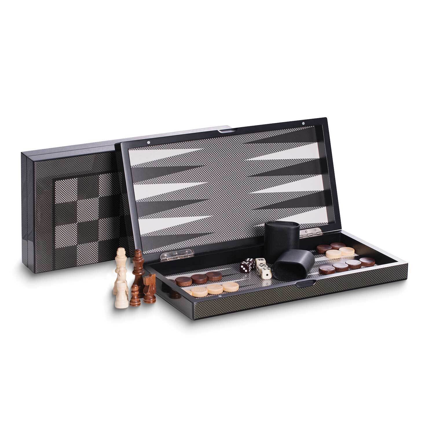 Wood and Carbon Fiber Backgammon and Chess Set GM24170