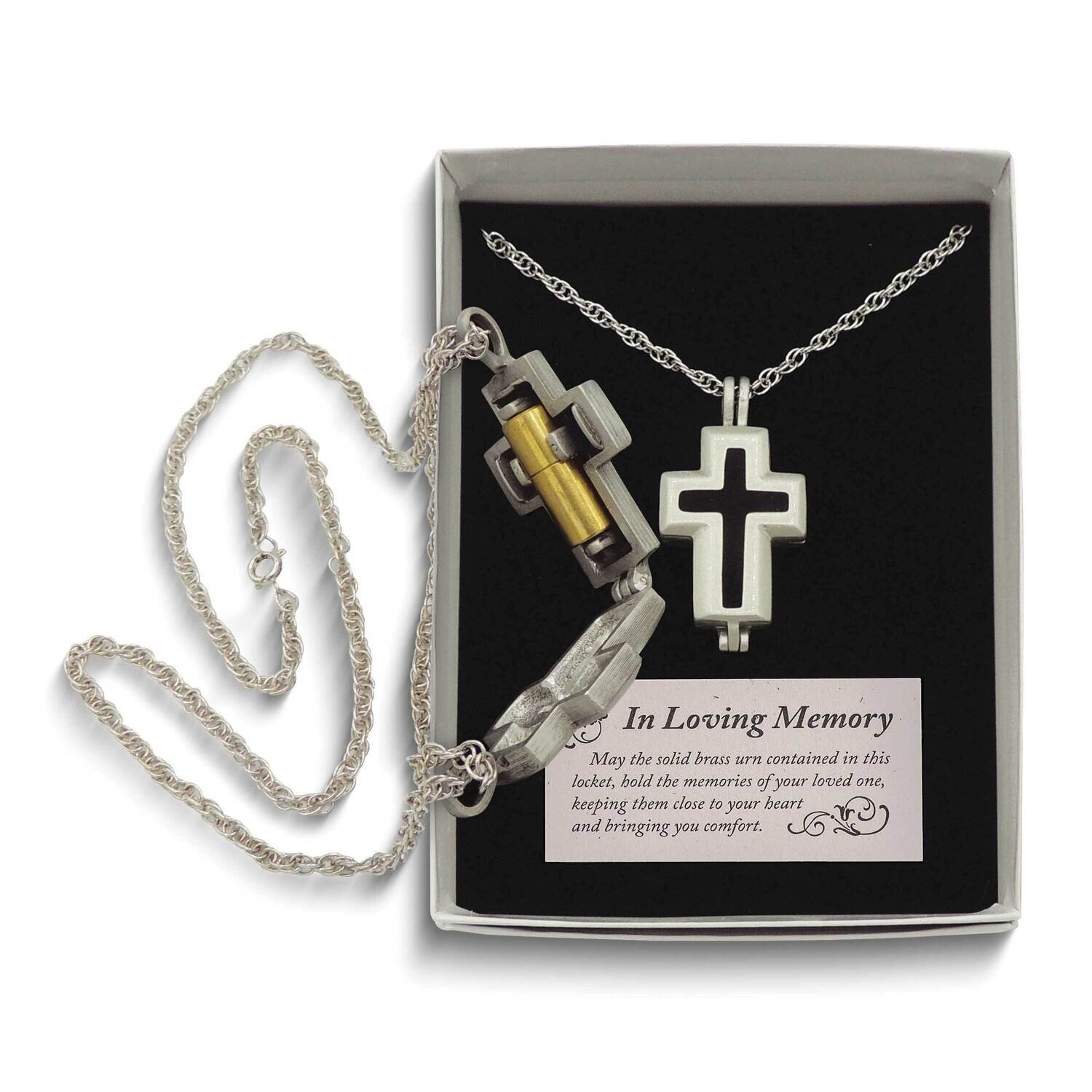 In Loving Memory Silver-tone Epoxy Ash Holder Cross 24 Inch Necklace GM24255, MPN: GM24255, 7855253…
