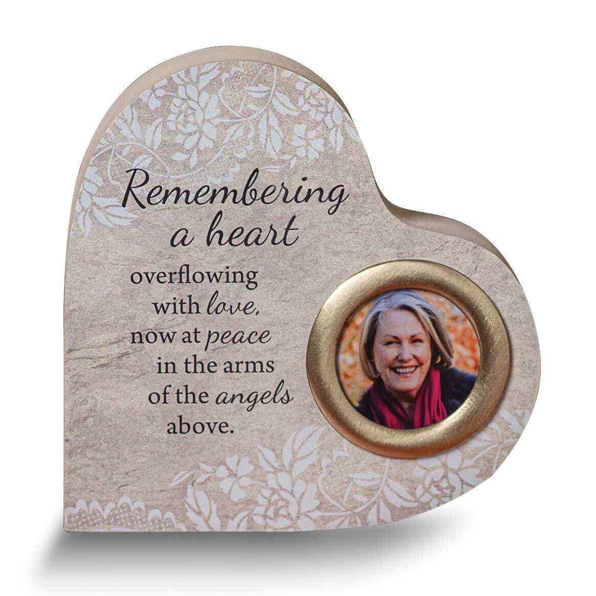 Remembering a Heart with Engraving Plate Photo Memorial Block GM24257