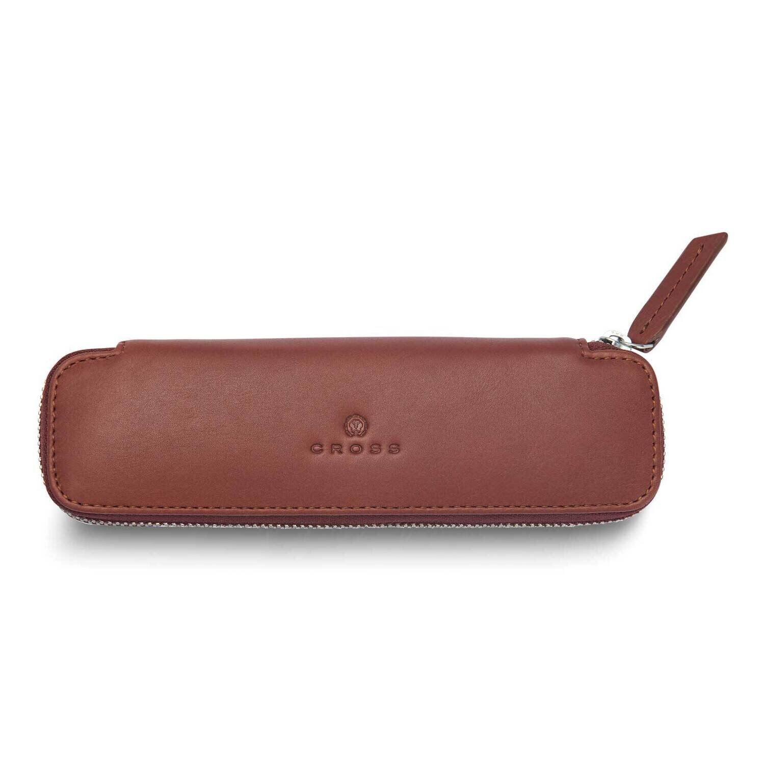 Zippered Tan Leather Pen Pouch GM24034TN