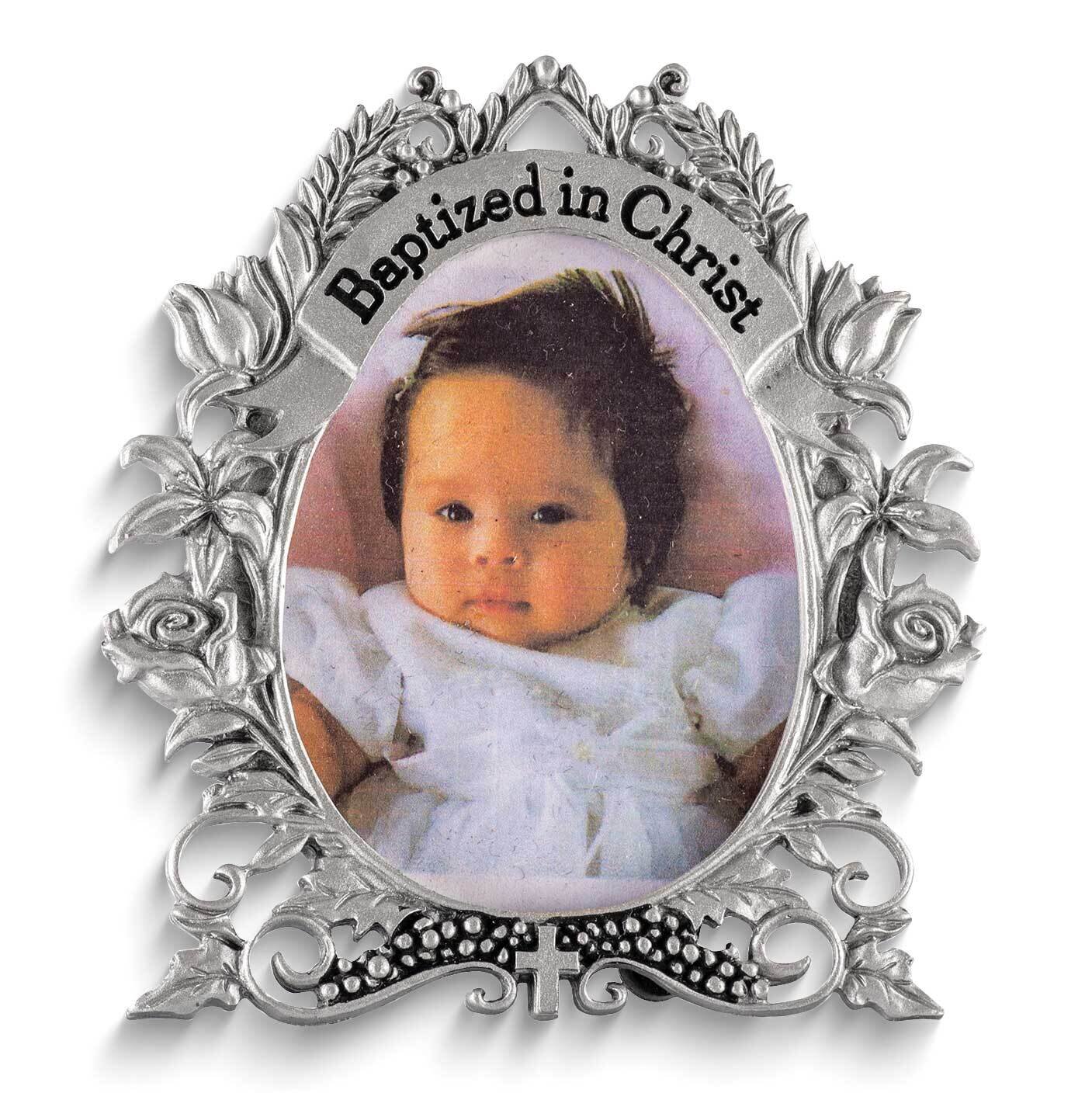 Baptized In Christ Silver-tone Metal Floral Frame GM24327, MPN: GM24327, 785525302401