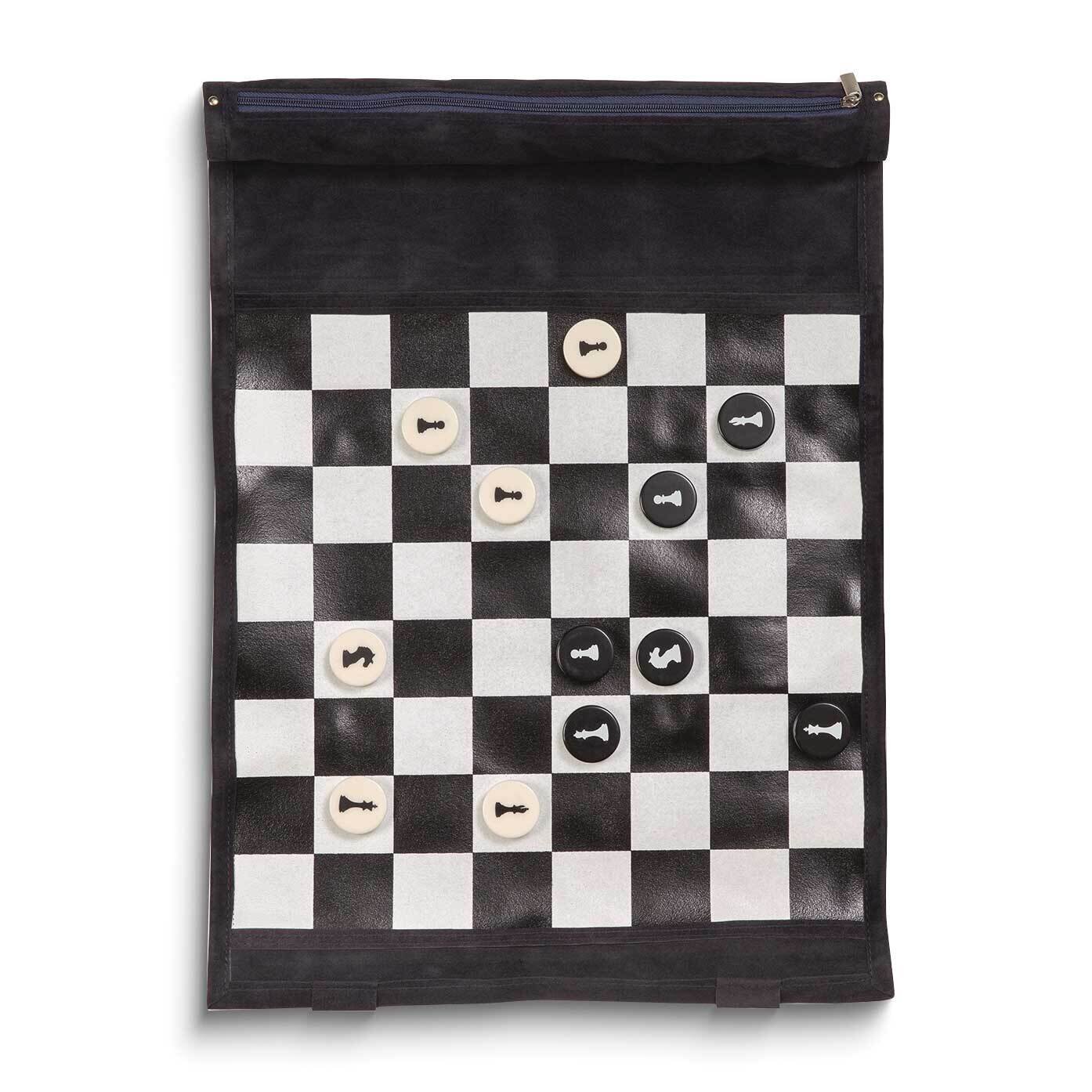 Navy Suede Roll Up 12.5 Travel Chess Set GM24165NB